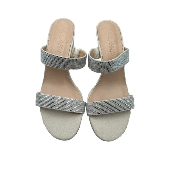 J Crew Sandal Lucie‎ double-strap block-heel sandals w crystals Size 10  BP318 - Picture 3 of 12